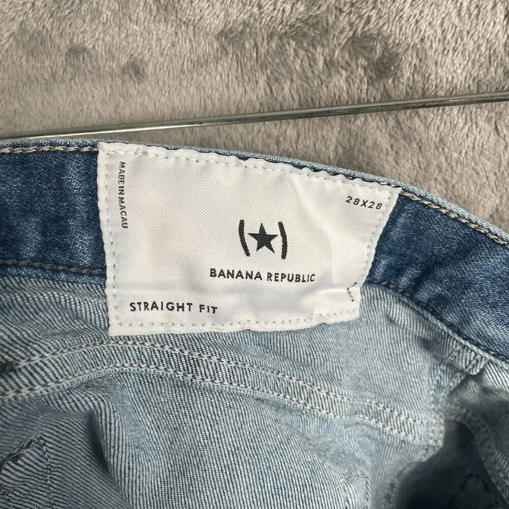 Banana Republic Straight Fit Jeans Men’s 28x28 Blue Stretch Denim Distressed